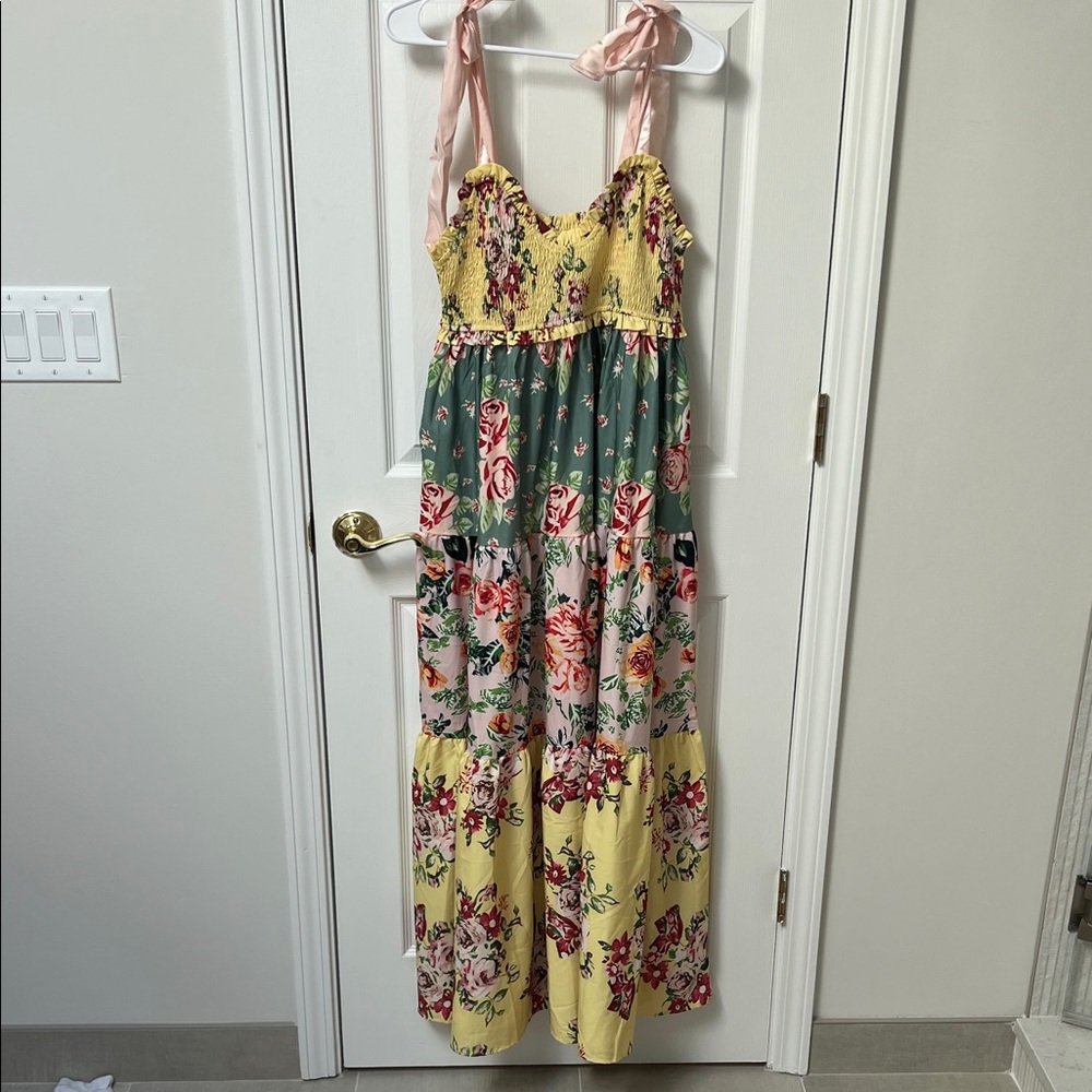 Amazon Floral Maxi Dress - Yellow, Green, Pink
